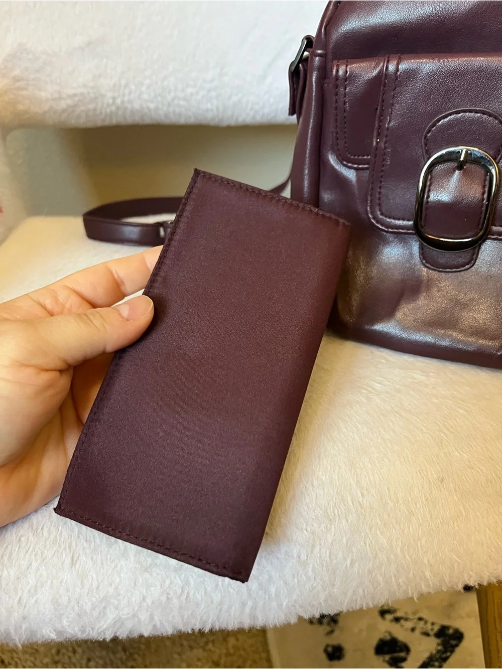 ✨ Plum Mini Crossbody Bag + Matching Travel Card Organizer Set